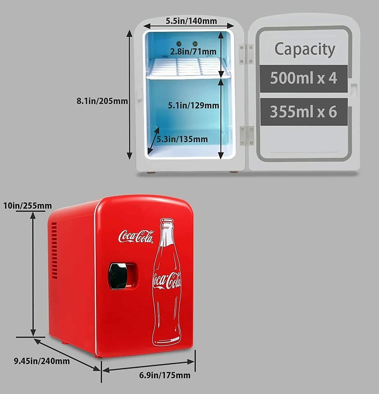 Coca Cola Mini Fridge Coke Fridge 6 Can Portable Fridge Home Dorm Car