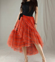 Women Red Wrap Tulle Skirts High Waisted Red Wrap Skirt Party Skirt Outfit Plus image 10