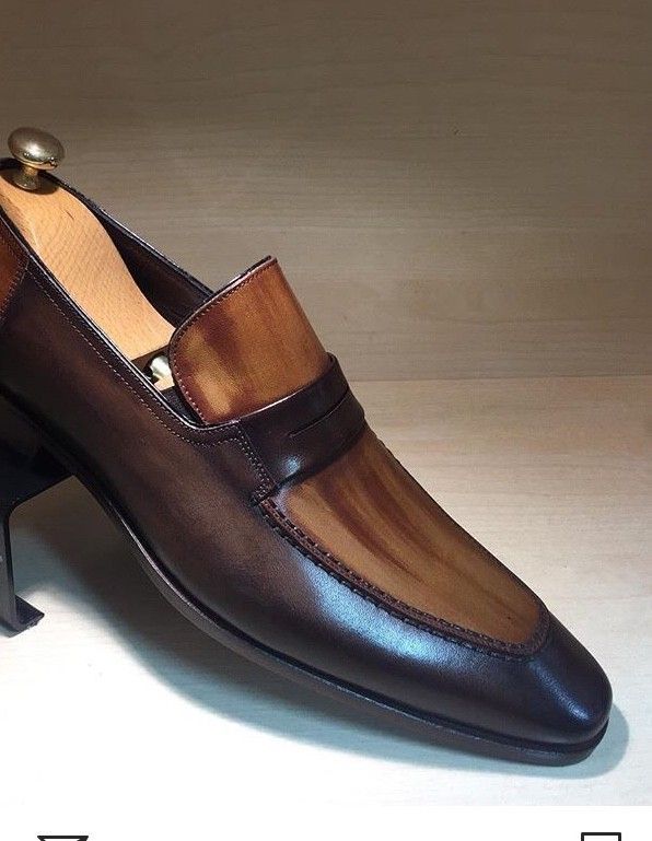 Handmade Men two Town formal shoes, Men two town shoes, Men brown dress ...