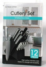 Heim & Elda 12 Pieces High Carbon Stainless Steel Blades Black Cutlery Set 