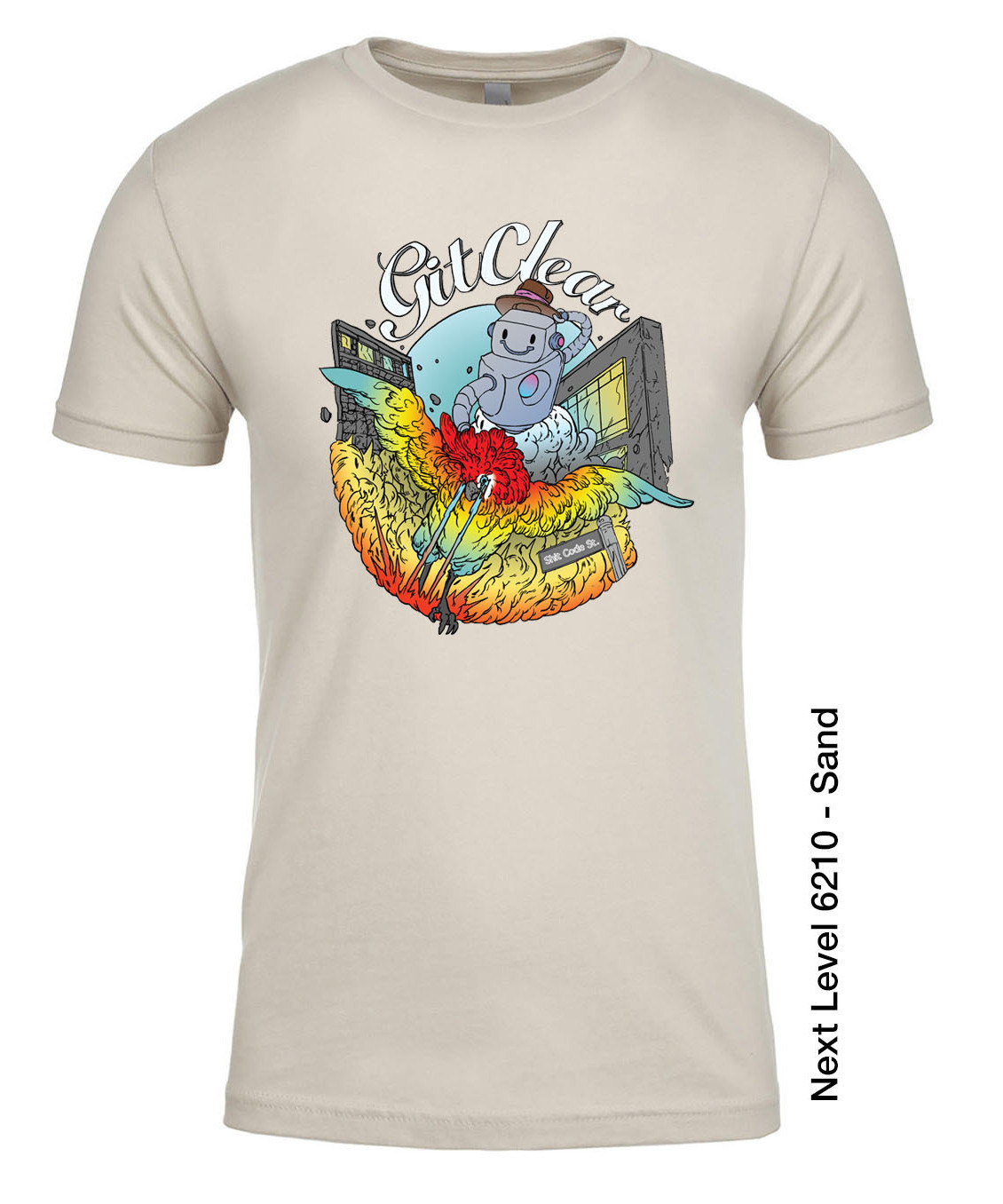 GitClear Robot Laser Parrot T-shirt, Beige