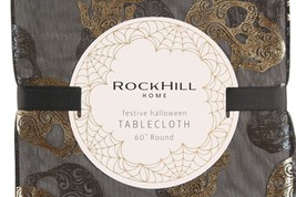 Halloween Theme Tablecloth Mesh with Skulls 60 Inch Round NEW - $18.69