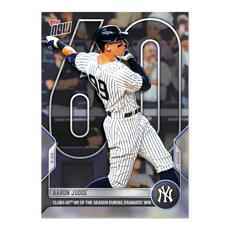 Primary image for 2022 TOPPS NOW #929 AARON JUDGE 60TH HR HOME RUN BABE RUTH NY NEW YORK YANKEES