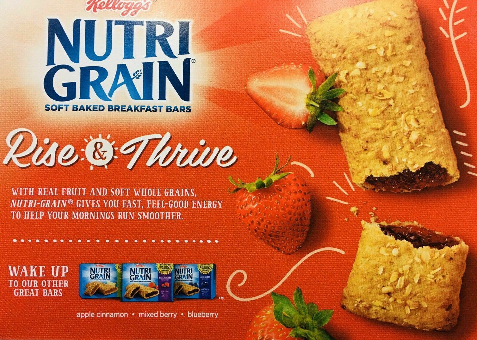 2Pk Kellogg's Strawberry Nutri-Grain Soft Baked Breakfast Bars ~ FAST ...