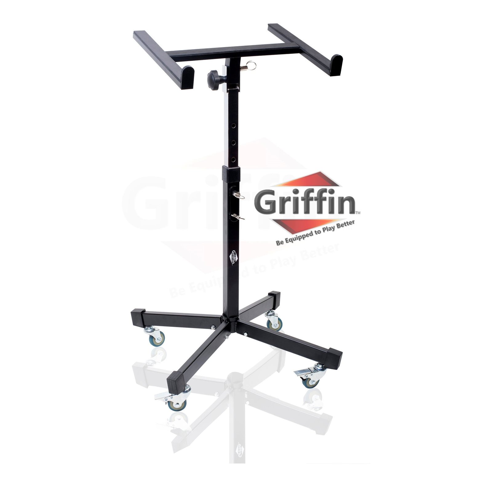 Studio Mixer Stand DJ Cart by GRIFFIN - Rolling Standing Rack On Casters with Ad