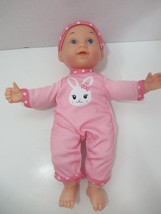 Uneeda Baby Doll Soft body pink pj outfit hat bunny dots vinyl head limbs 2019 - $19.79