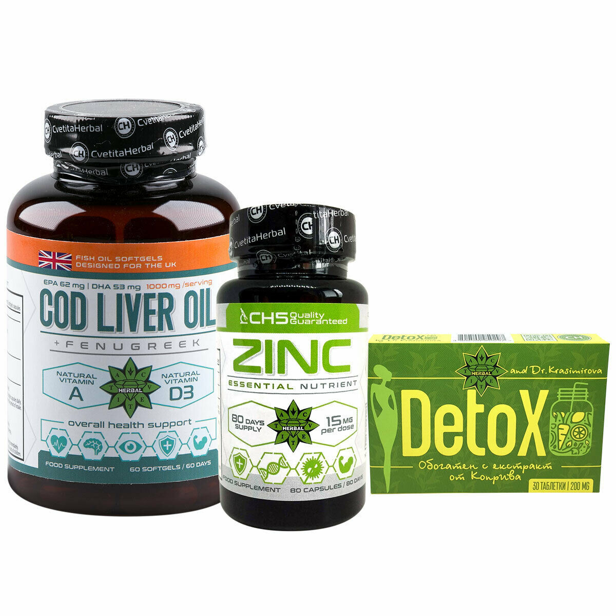 Zinc Citrate Zinc 50 mg 80 Caps Immune System Detox Cod Liver