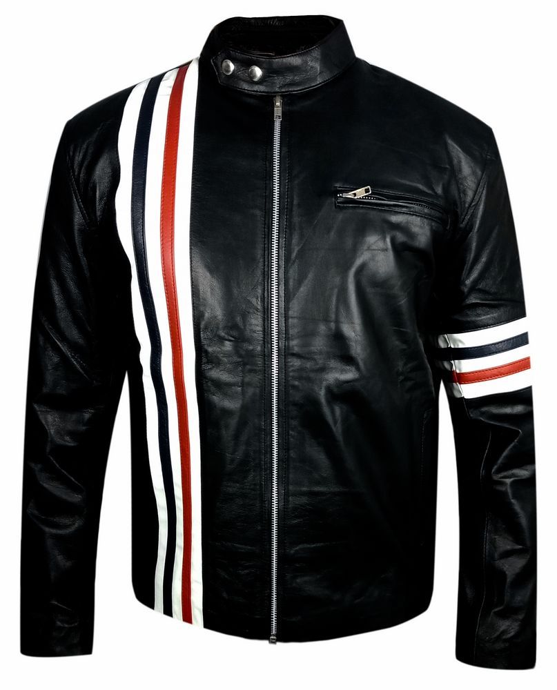 Easy Rider (US Flag) Peter Fonda Black Leather Jacket,All Size ...