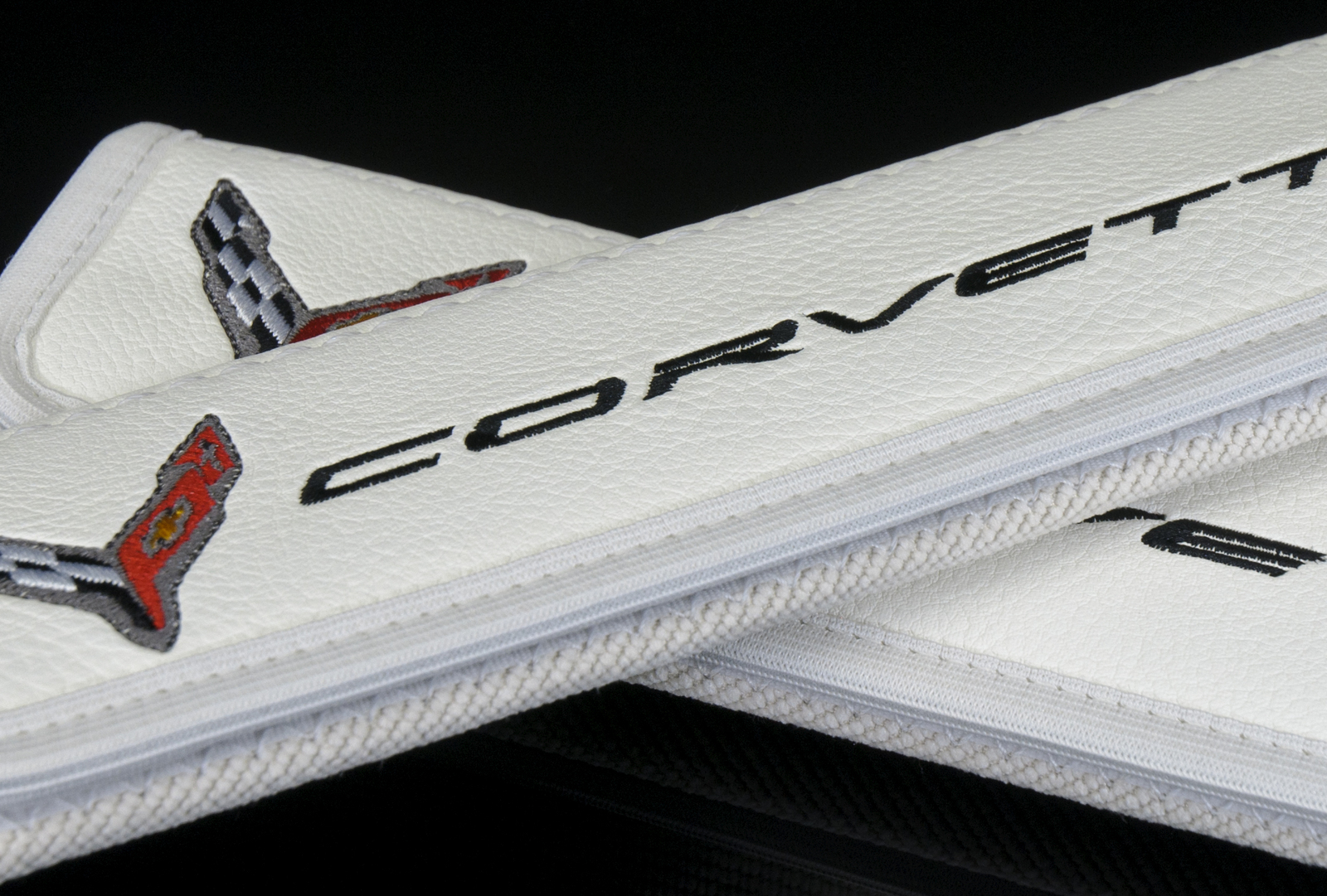 Car Seat belt Shoulder Pads fits Corvette C8 White Leather Black