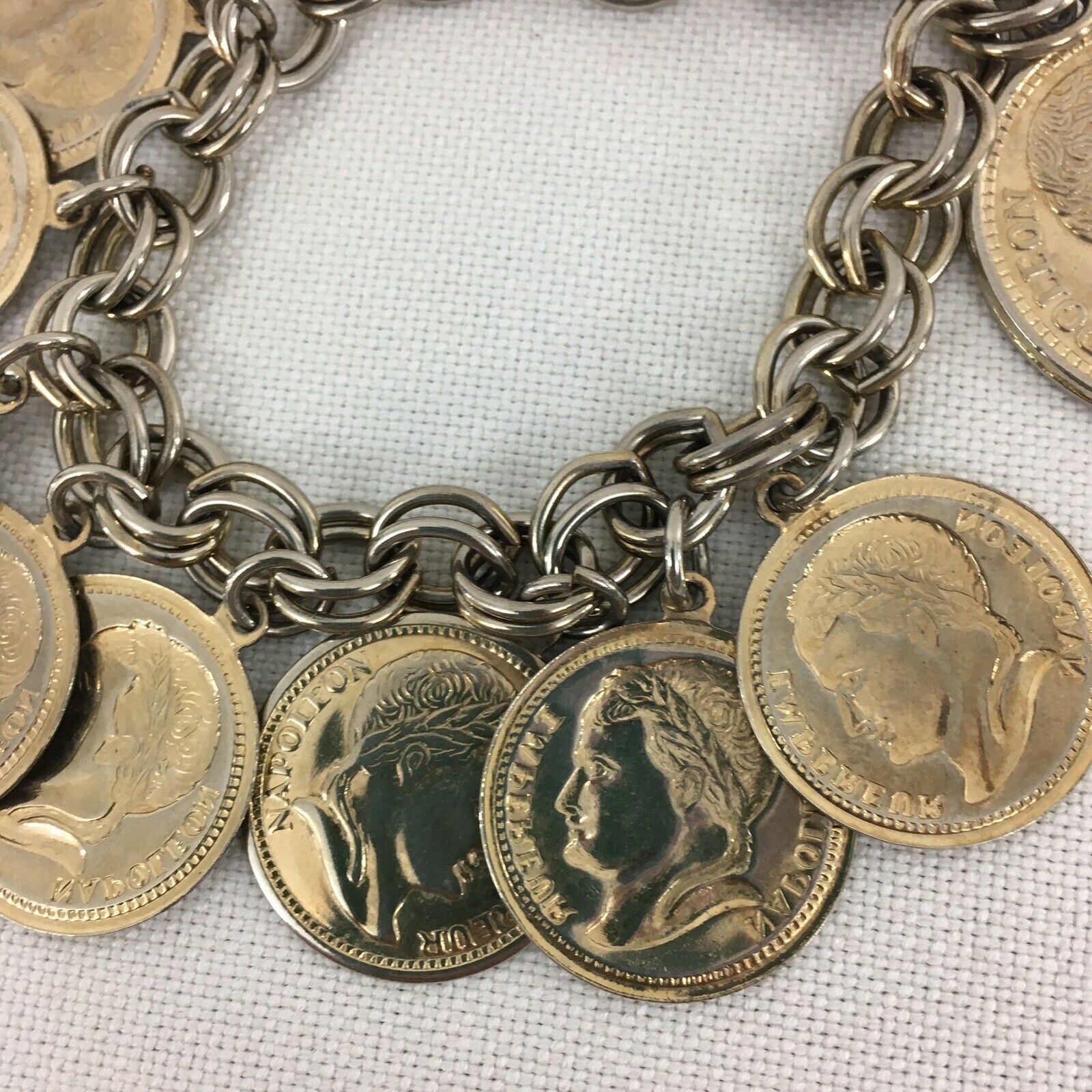 Emperor Napoleon Coins Metal Chain Bracelet - Bracelets