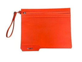 Rare Helmut Lang Neon Orange Glow Leather Folder Clutch Bag Wristlet 11.25"x9.5" image 1