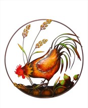Rooster Wall Plaque with Head Down Metal Round 20" Diameter Country Farm Life  image 2