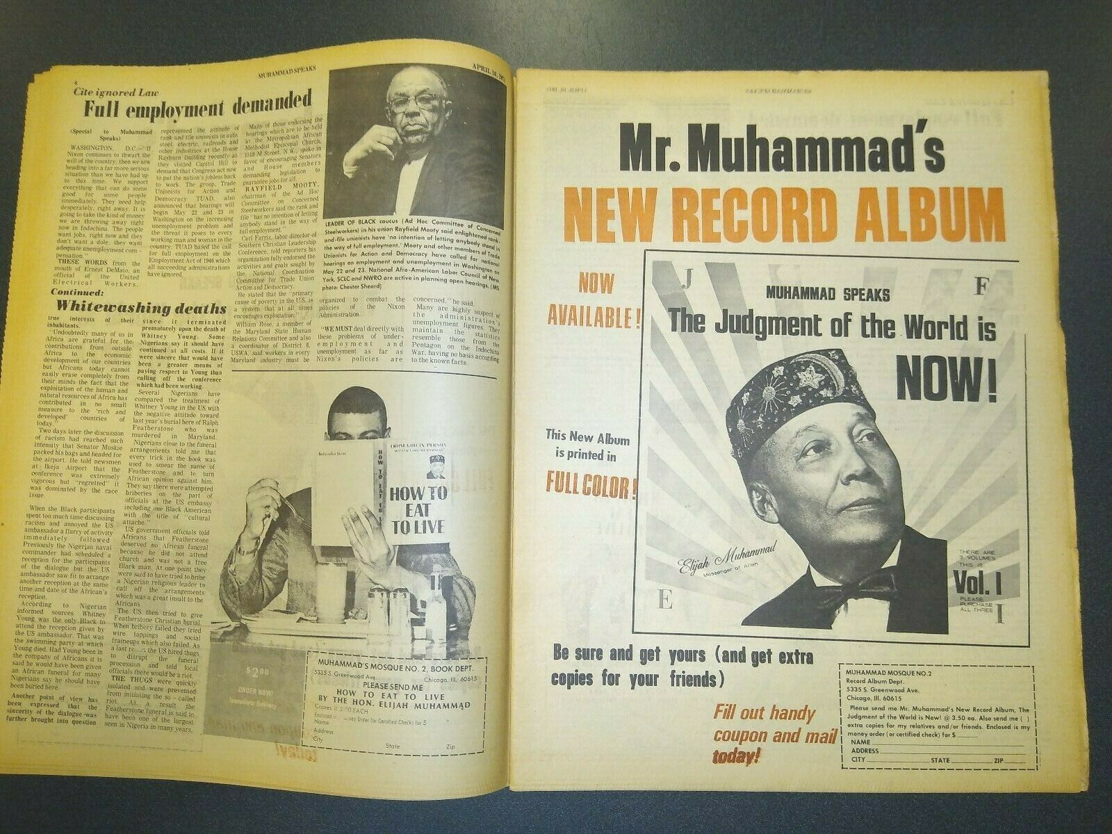 1971 Nation Of Islam Newspaper MUHAMMAD SPEAKS "Disagreeable to Live in