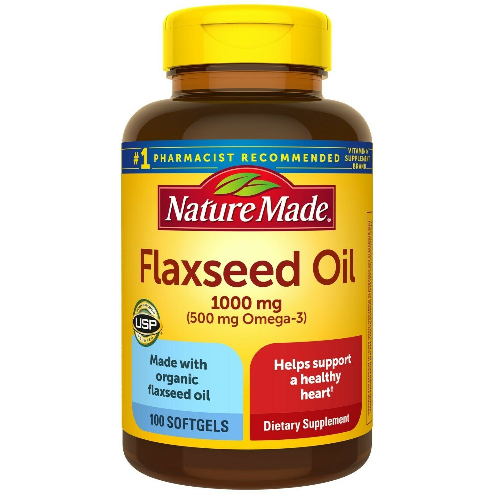 Nature Made Flaxseed Oil 1000 mg Softgels, 100 Count for Heart Health Support..+ - $25.73