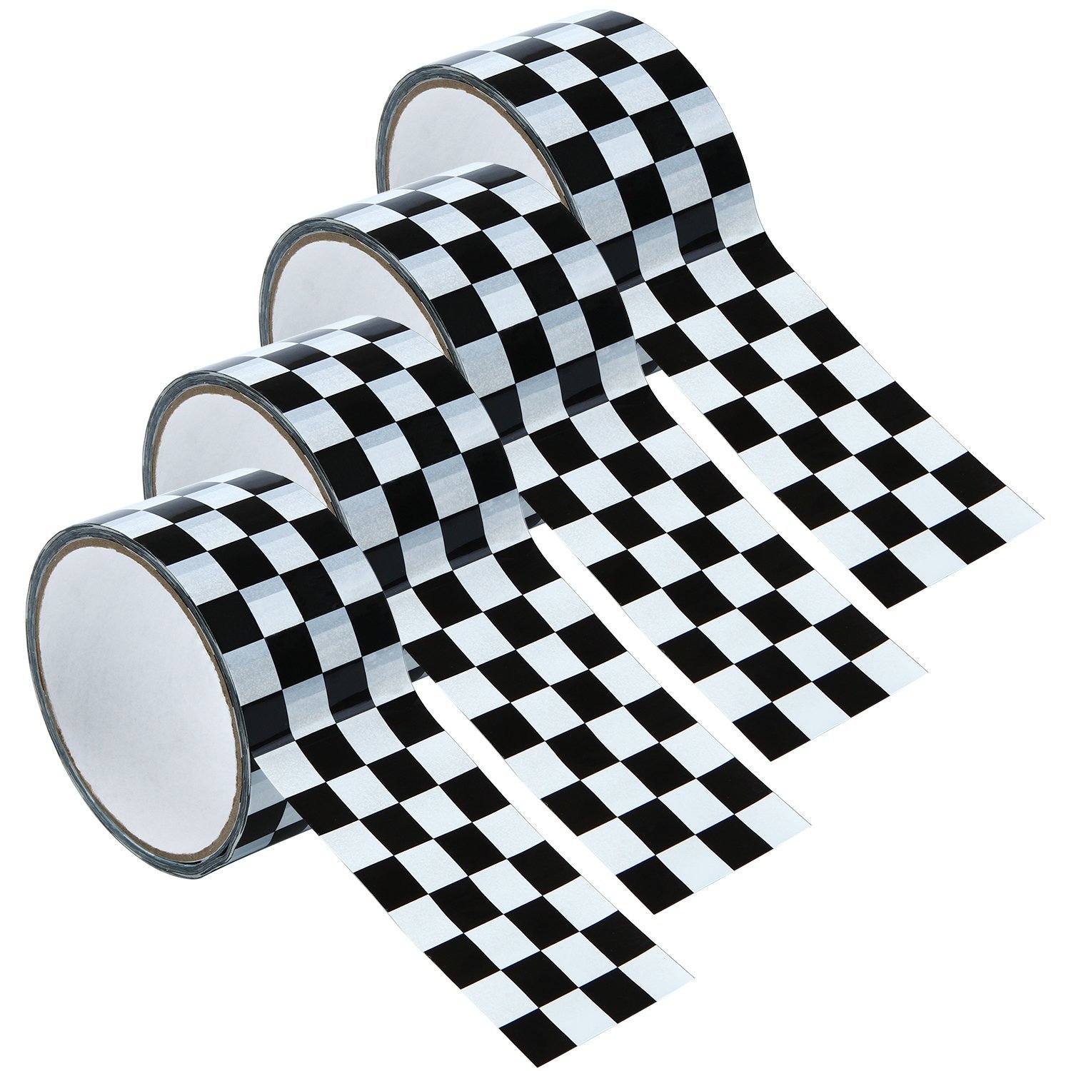 Resinta 4 Rolls (65 Yards) Checkered Tape Black and White Checkered Flag Tape Ch Other