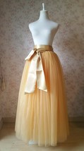 Apricot Floor Length Tulle Skirt 6-Layer Puffy Tulle Skirt Plus Size Wedding - $75.99