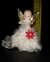 Vintage Christmas Tree Ornament Angel Paper Feathers 1960-70s - $2.99