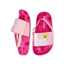 Baby Shark Sandals for Girls Size 5/6 7/8 or 9/10 Glitter Slides for Summer - $18.95