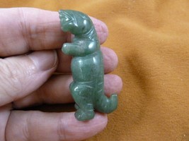 (Y-DIN-TY-567) Green Dino T-REX Tyrannosaurus Dinosaur Gemstone Carving Figurine - $14.01