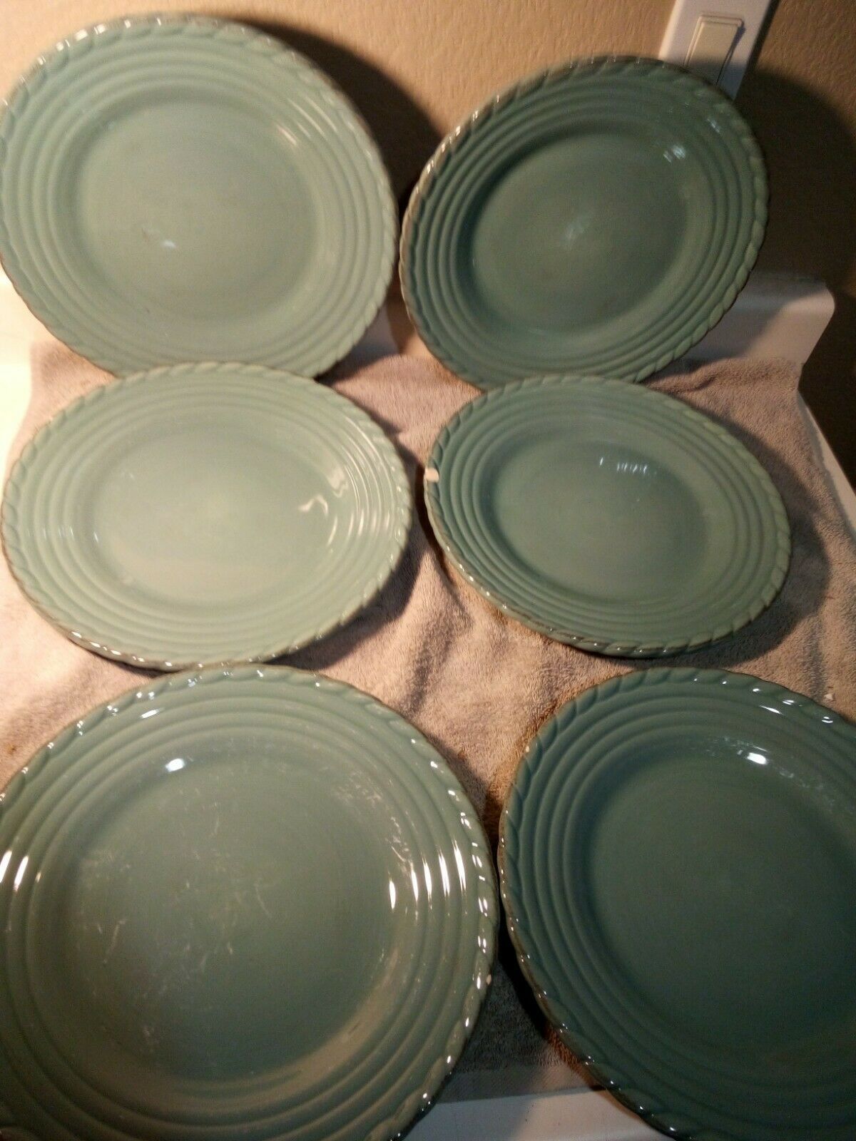 (6) ARTIMINO TUSCAN COUNTRYSIDE DINNER PLATES--TURQUOISE--FREE SHIP ...