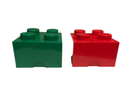 Large Green Red Lot 2 Lego Stackable Storage Organizer Brick Box Container Bin image 8