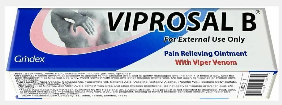 VIPROSAL B GRINDEX Viper Venom Ointment Natural Joins Muscles Pain ...