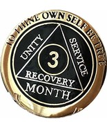 3 Month AA Medallion Elegant Black Gold and Silver Plated 90 Day Chip - $16.82