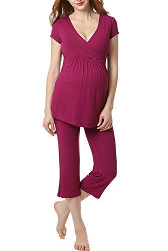 Momo Maternity Women's Ultra Soft Nursing Pajamas Sleepwear Set - XL ...