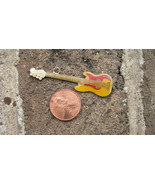 Vtg Yellow Guitar necklace pendant 1980&#39;s - $9.98