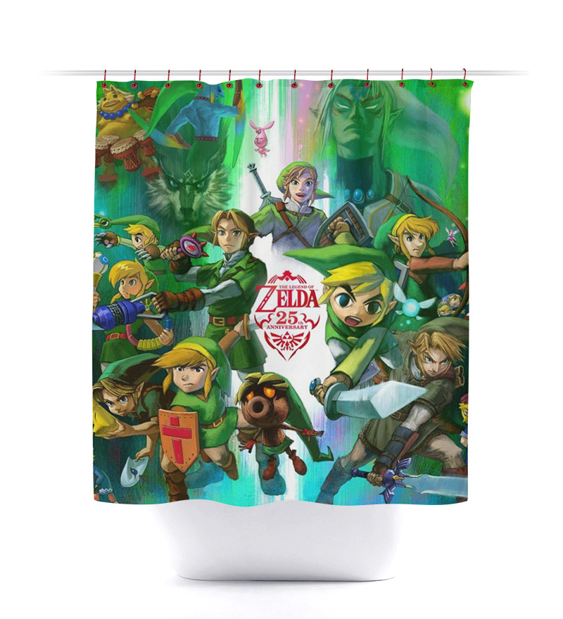 Legend of Zelda 25th Anniversary Bath Room Shower Curtain Set Shower