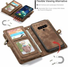 LG G8 ThinQ Wallet Case Leather Purse Shockproof Magnetic Detachable Cover Brown - $44.62