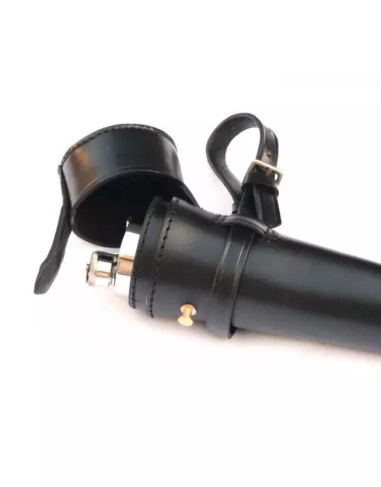 Saddle Hip Flask Leather Cased stainless steel baton Fox Hunting Horse Gift 