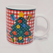 Christmas Tree Gingham Coffee Mug 10 oz Cup Signature Riviera Van Beers ... - $14.99