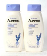 2 Count Aveeno 18 Oz Stress Relief Calms &amp; Relaxes Lavender Scented Body... - $28.99