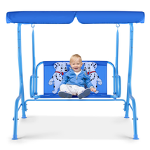 Outdoor Kids Patio Swing Bench with Canopy 2 Seats image 7