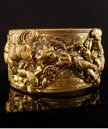 HUGE Putti Bracelet - Vintage Cherub Relief cuff - Victorian Angel - Nou... - $335.00