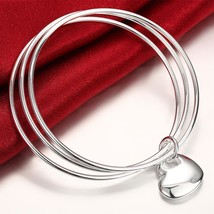 Special offer 925 Stamp Silver  Bracelets for Women three circles hangin... - $10.79