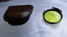 Antique Ce-Nei 29mm Push On Yellow Lens Filter In Leather Case - $21.70