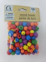 Crafter&#39;s Square Round Colored Wooden Beads 125 Pc.  - New   - $8.99