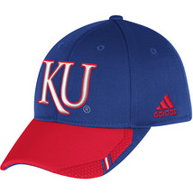  Adidas Ncaa College Kansas Jaywawks Football Curved Hat Cap Size L/XL - $23.99