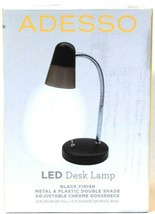 1 Count Intertek Adesso LED Black Finish Adjustable Chrome Gooseneck Desk Lamp