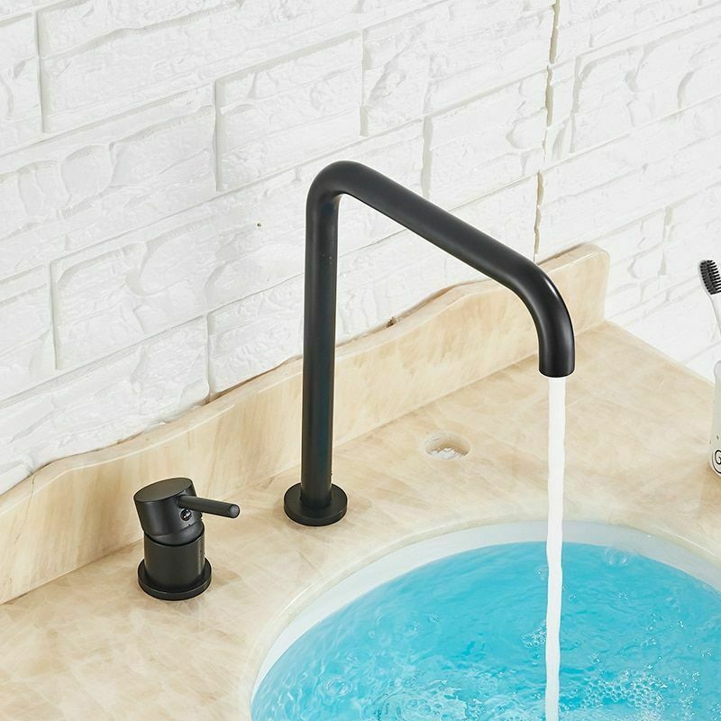 Matte Black Basin Faucet 5 Colors Chrome Single Handle Dual Holes Bathroom Crane