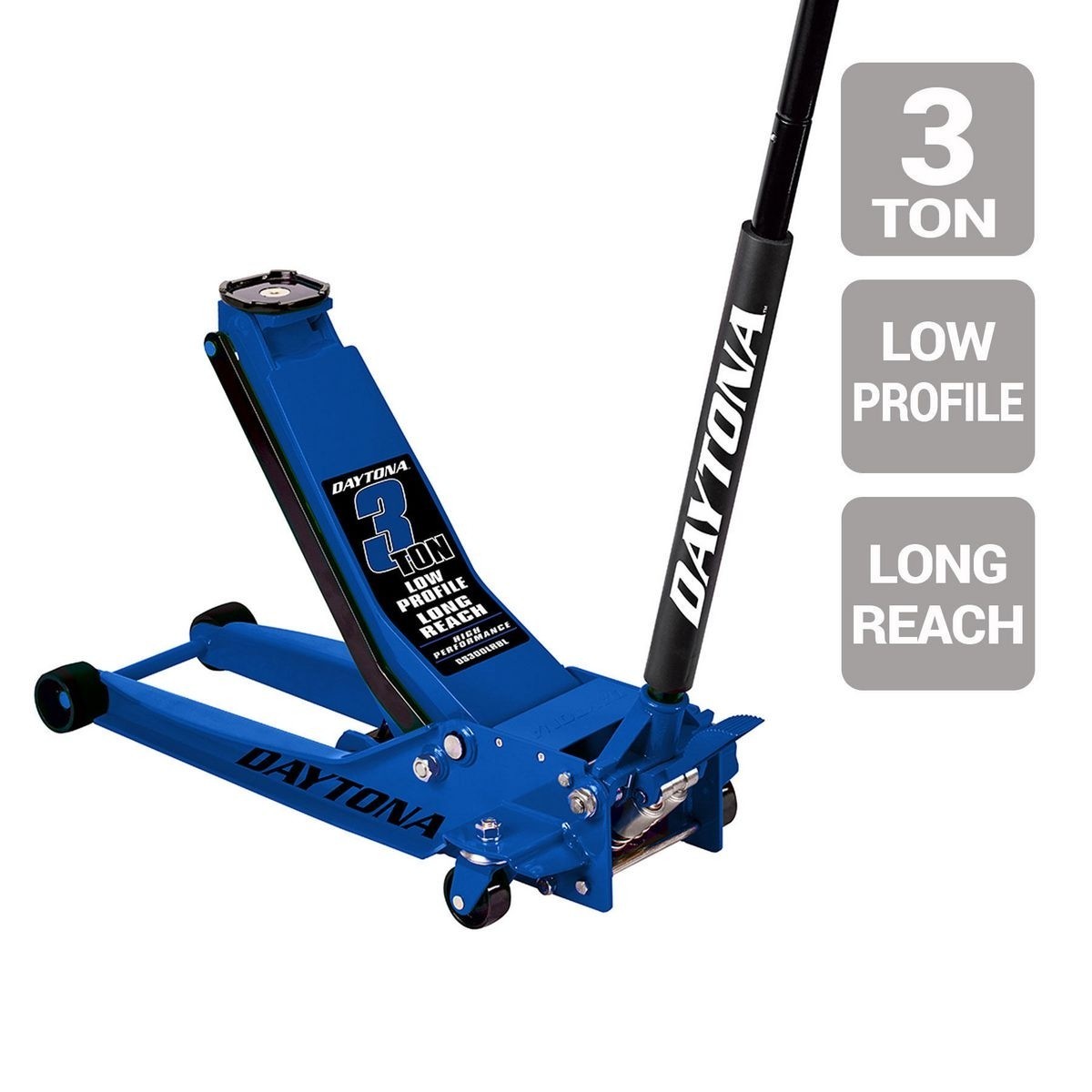 Daytona 3 Ton Long Reach Low Profile Professional Rapid Pump® Floor Jack Blue Other 