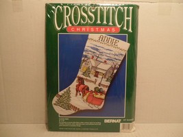Bernat Cross Stitch Kit Sleigh Ride Christmas Stocking 9"x16" 1993 New - $59.39