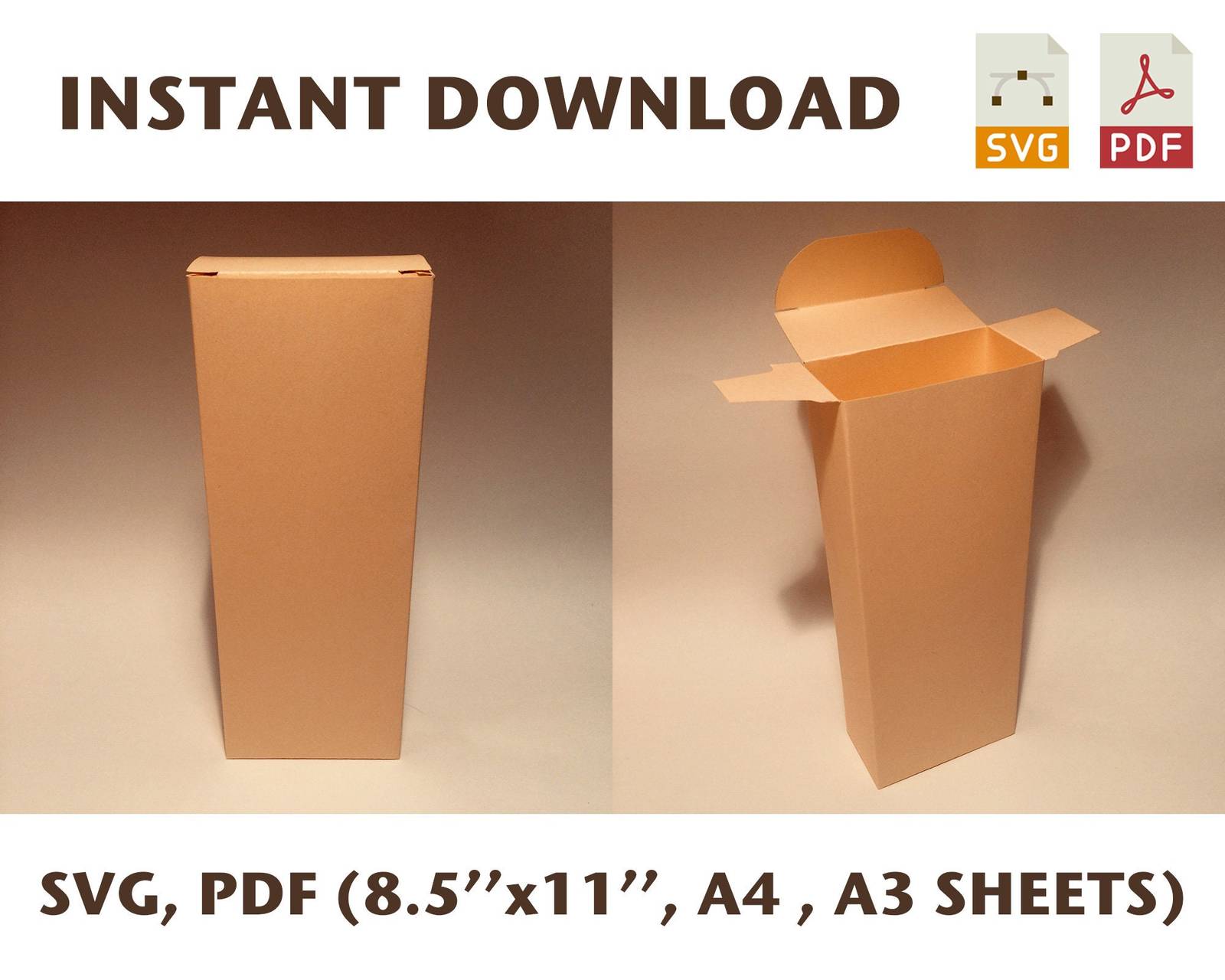 Tube box template, toothpaste box template, cream box template, 8.5x11