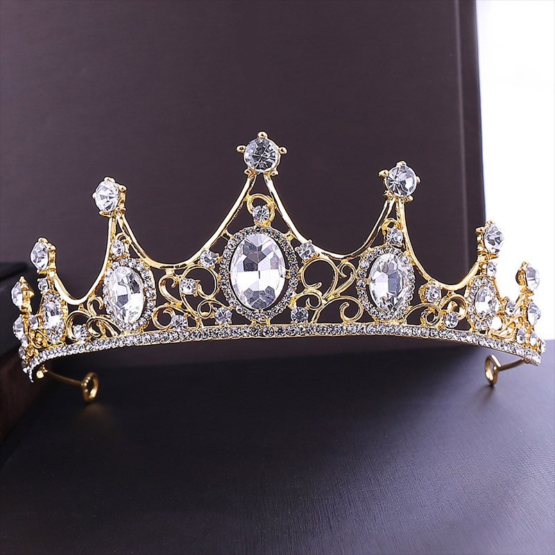 Vintage Baroque Imitated Emerald Crystal Tiaras and Crowns Hair Jewelry Women Gi