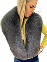 Fox Fur Stole 55' (140cm) Saga Furs Dark Grey Fur Collar Wrap Scarf Boa image 5