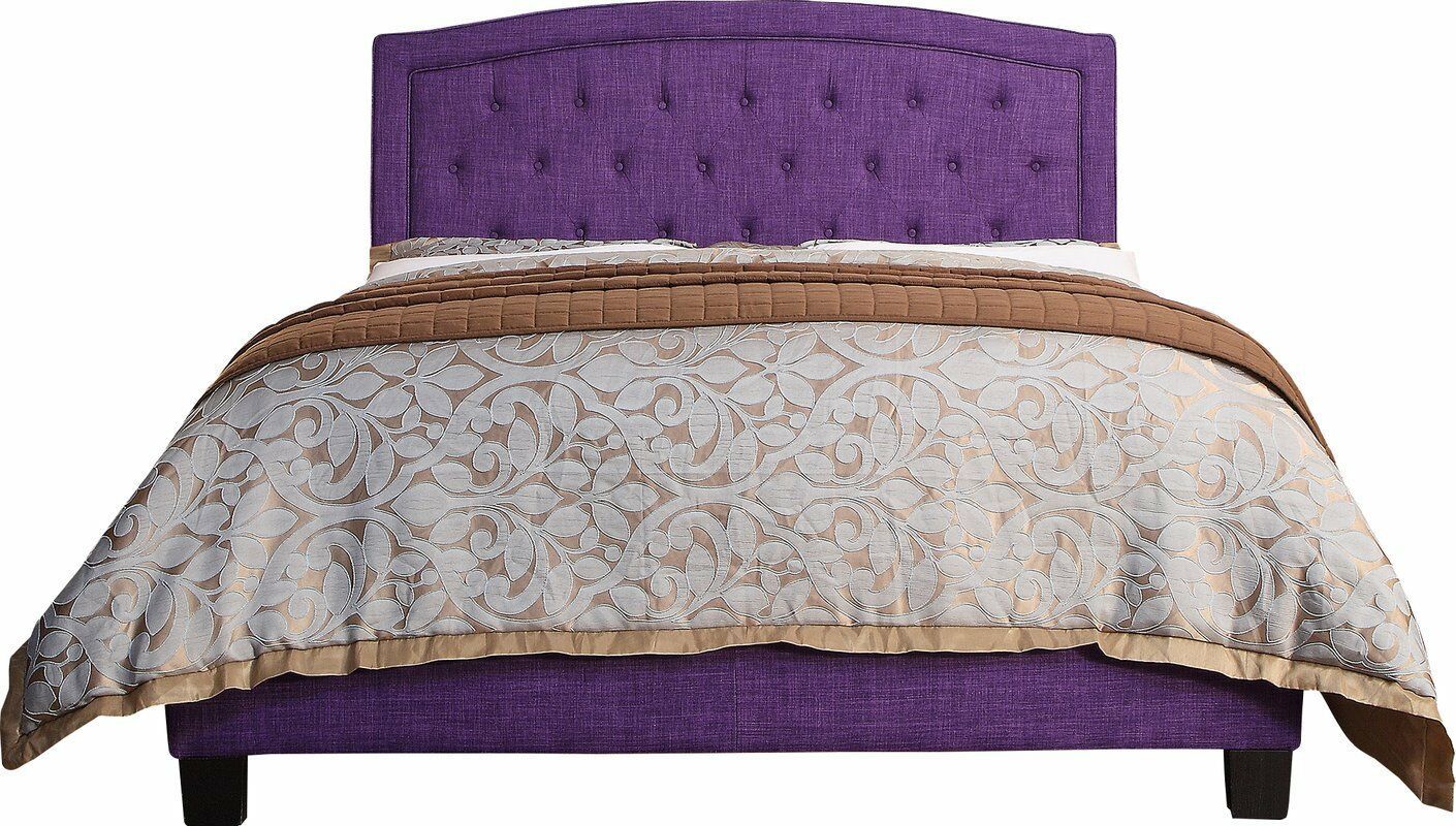 Twin Full Queen King Purple Upholstered Platform Bed Frame Tufted