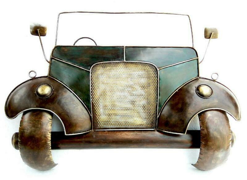 Primary image for Metal Big Vintage Green Car Mural Wall Art Deco Club Bar Lounge Wall Hanging 