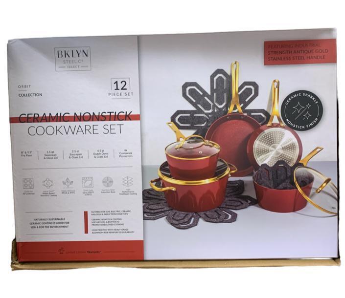 Brooklyn Steel Co. MERLOT 12Pc. Orbit Cookware Set Small Kitchen